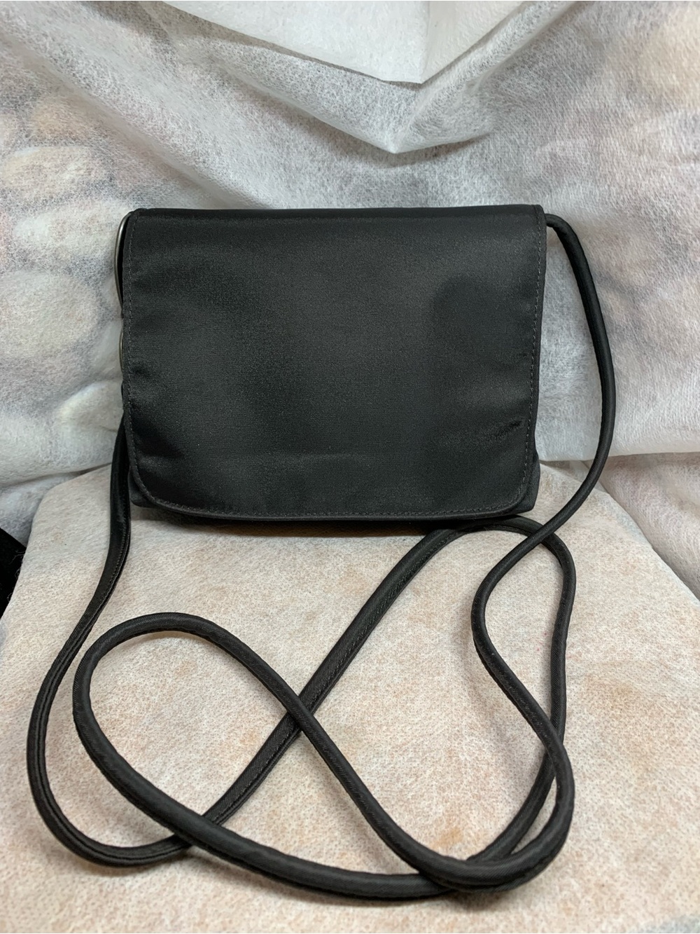 DKNY  Vintage Black  Nylon Micro Flap  Shoulder Bag Y2K White Label